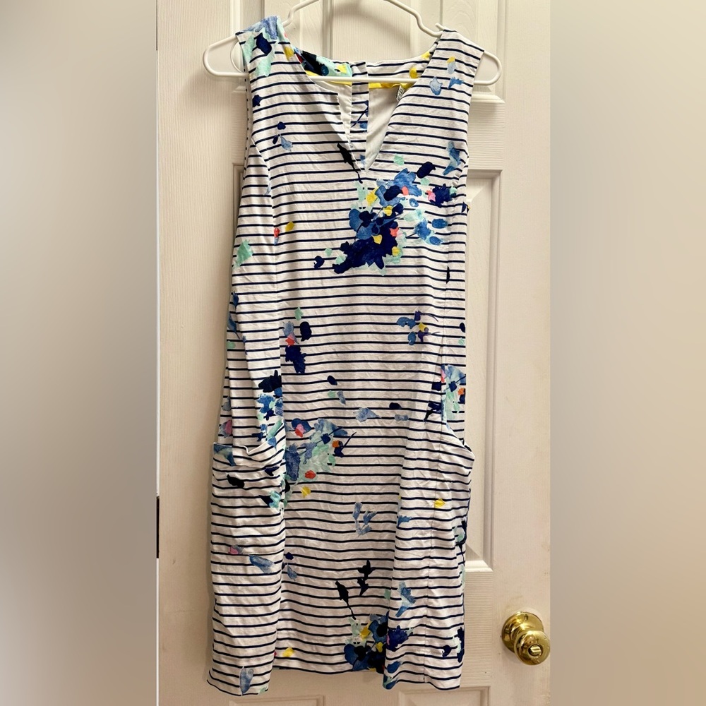 Joules Navy and White Striped Floral Dress Size 4